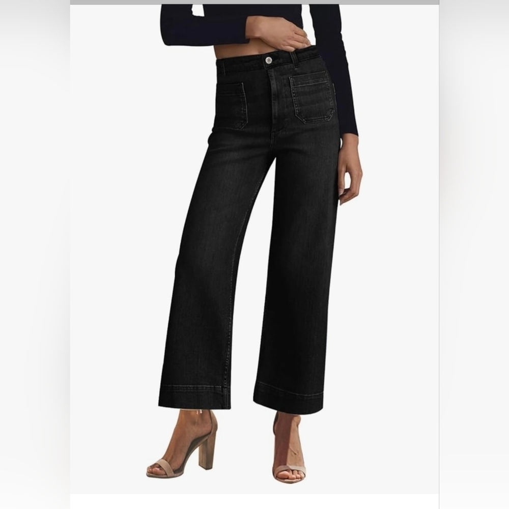 KUNMI Women's Wide Leg High Waisted Stretchy Straight Leg Jeans #1095 NWOT